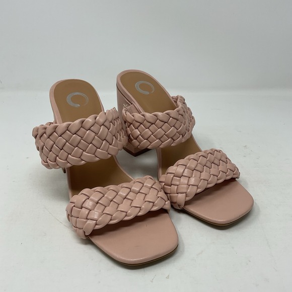 Journee Collection Shoes - Journee Melissa Sandals Womens 8 Pink Woven Straps Block Heel Slip On Shoes